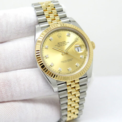 Rolex 126333 Datejust 41 18K/SS with Champagne Diamond Dial on Jubilee