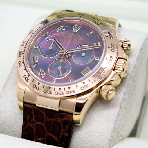 Rolex 116518 Cosmograph Daytona 18K Yellow Gold with Black Mother of Pearl Roman Dial - Image 5