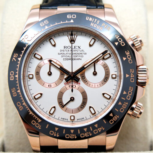 Rolex 116515LN Cosmograph Daytona 18K Rose Gold with Ivory Dial on Leather Strap - Image 3