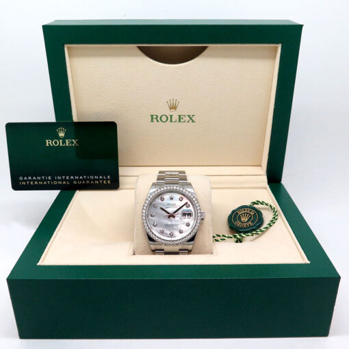 Rolex 126284RBR Datejust 36 with Mother of Pearl Diamond Dial and Diamond Bezel on Oyster - Image 2
