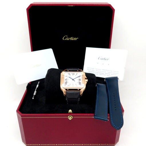 Alternative view of Cartier WGSA0019 Santos de Cartier Large 18K Rose Gold on Leather