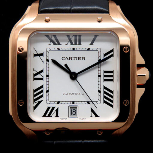 Cartier WGSA0019 Santos de Cartier Large 18K Rose Gold on Leather - Image 4