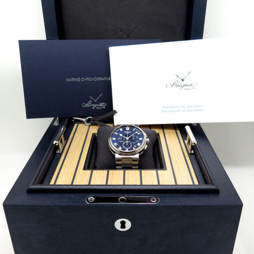Alternative view of Breguet Marine Chronographe 5527TI Titanium with Blue Dial