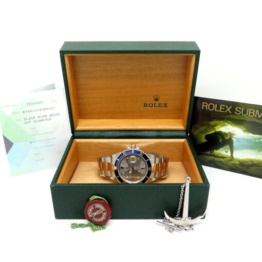 Rolex 16613LB Submariner 18K/SS with Silver Serti Dial - Image 2