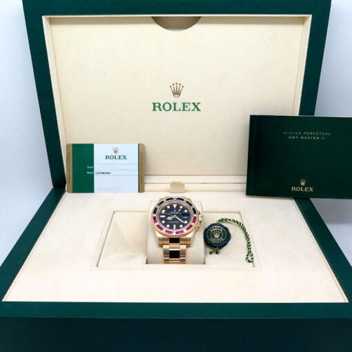 Rolex 116748SARU GMT Master II 18K Yellow Gold with Ruby/Sapphire Bezel - Image 2