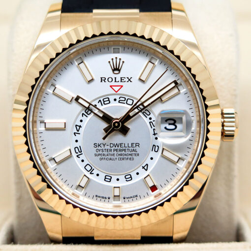 Rolex 336238 Skydweller 18K Yellow Gold with White Dial on Oysterflex - Image 3