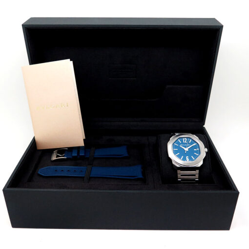 Alternative view of Bulgari 103739 Octo Roma Clous de Paris 41mm with Blue Dial
