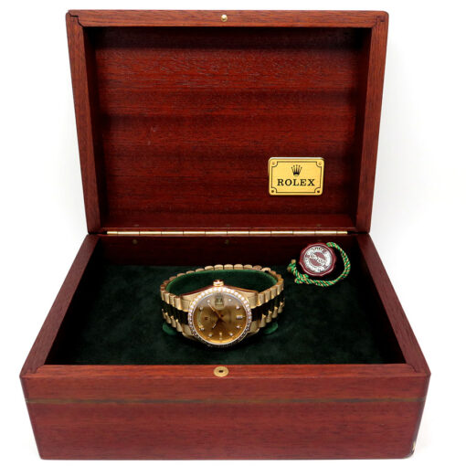 Rolex 18348 Day Date 18K Yellow Gold with Champagne Diamond Dial and Diamond Bezel - Image 2