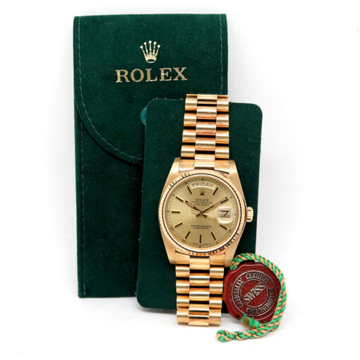 Rolex 18038 Day Date 18K Yellow Gold with Champagne Stick Dial - Image 2