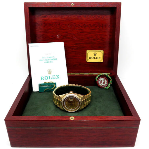 Rolex 18238 Day Date 18K Yellow Gold with Champagne Diamond String Ruby Dial - Image 2
