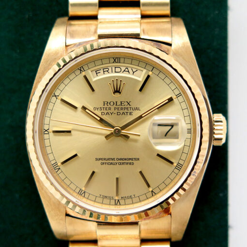 Rolex 18038 Day Date 18K Yellow Gold with Champagne Stick Dial - Image 3