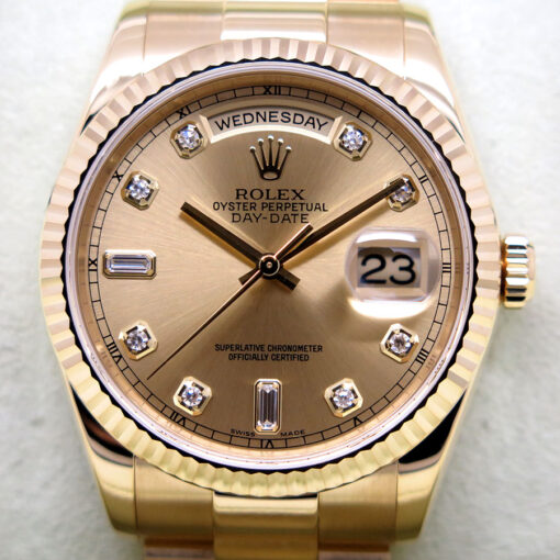 Rolex 118238 Day Date 18K Yellow Gold with Champagne Diamond Dial - Image 3
