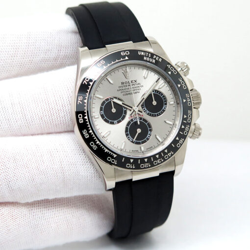 Rolex 126519LN Cosmograph Daytona 18K White Gold with Steel Dial on Oysterflex