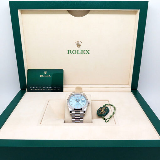 Rolex 228206 Day Date 40 Platinum with Ice Blue Diagonal Motif Dial - Image 2