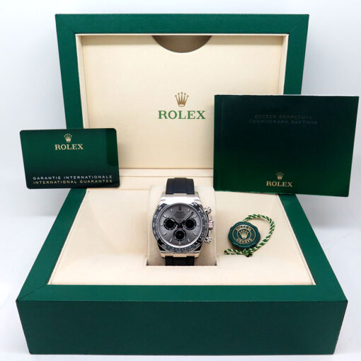 Rolex 126519LN Cosmograph Daytona 18K White Gold with Steel Dial on Oysterflex - Image 2