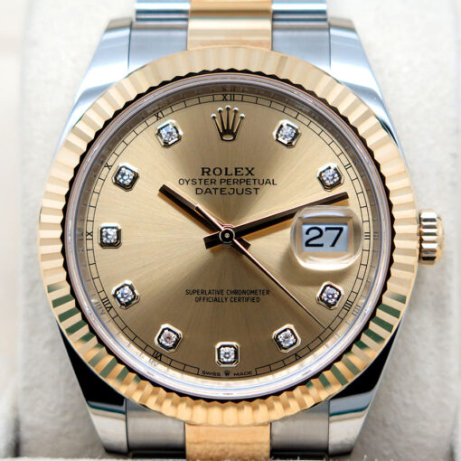 Rolex 126333 Datejust 41 18K/SS with Champagne Diamond Dial on Oyster - Image 3