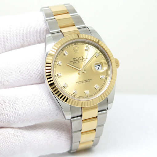 Rolex 126333 Datejust 41 18K/SS with Champagne Diamond Dial on Oyster