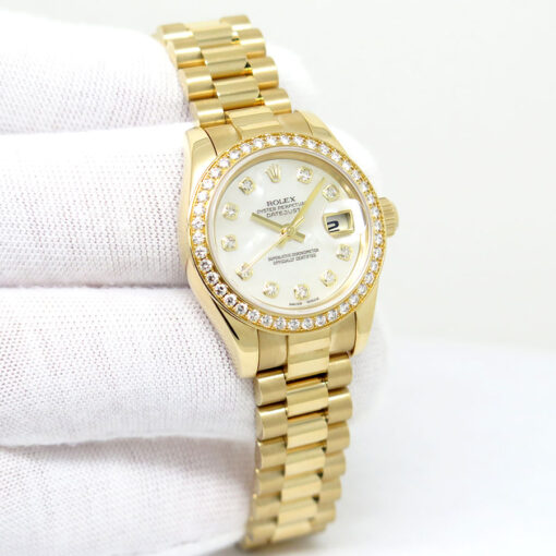 Rolex 179138 Datejust 18K Yellow Gold with Mother of Pearl Diamond Dial/Bezel on President