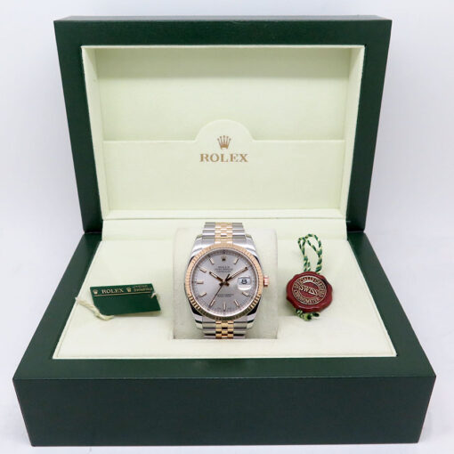 Rolex 116233 Datejust 18K/SS with Silver Stick Dial on Jubilee - Image 2