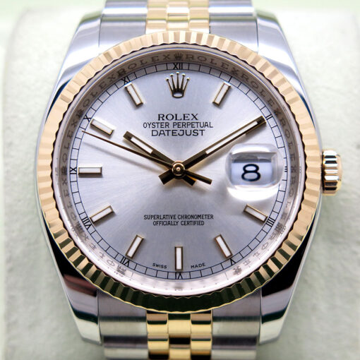 Rolex 116233 Datejust 18K/SS with Silver Stick Dial on Jubilee - Image 3
