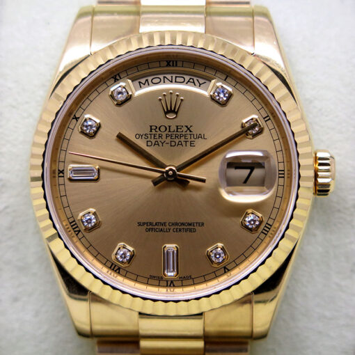 Rolex 118238 Day Date 18K Yellow Gold with Champagne Diamond Dial - Image 3