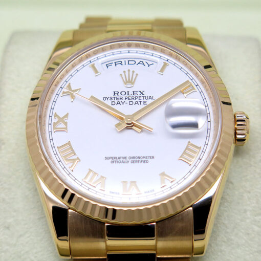 Rolex 118238 Day Date 18K Yellow Gold with White Roman Dial - Image 3
