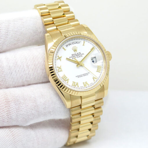 Rolex 118238 Day Date 18K Yellow Gold with White Roman Dial