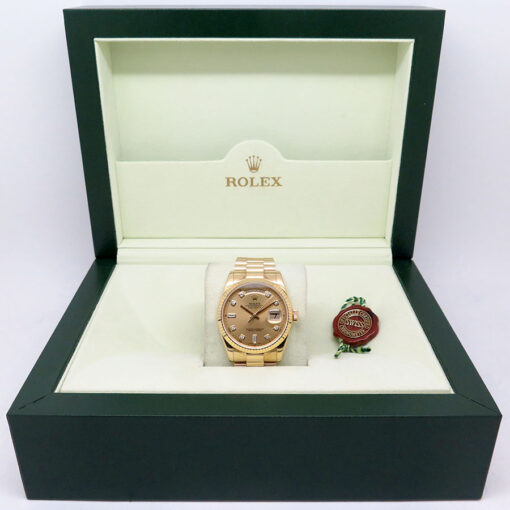 Rolex 118238 Day Date 18K Yellow Gold with Champagne Diamond Dial - Image 2