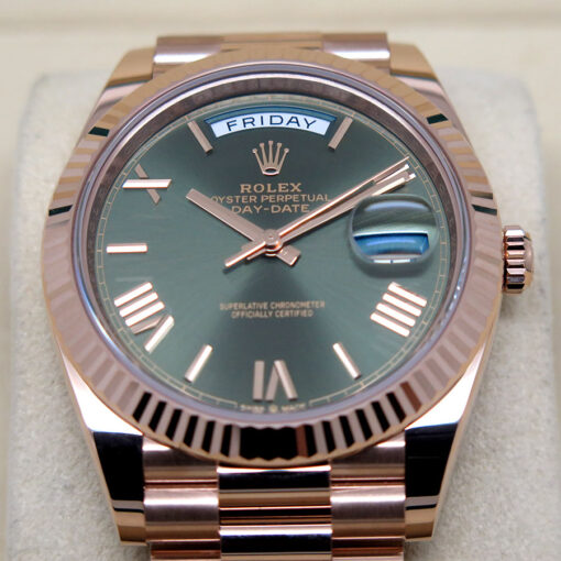Rolex 228235 Day Date 40 18K Rose Gold with Olive Green Dial - Image 3