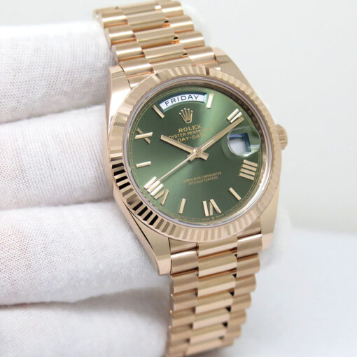 Rolex 228235 Day Date 40 18K Rose Gold with Olive Green Dial