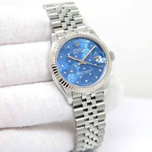 Rolex 278274 Datejust with Blue Floral Motif Diamond Dial on Jubilee