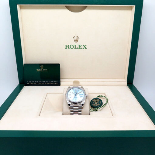 Rolex 228236 Day Date 40 Platinum with Ice Blue Diamond Baguette Dial - Image 2