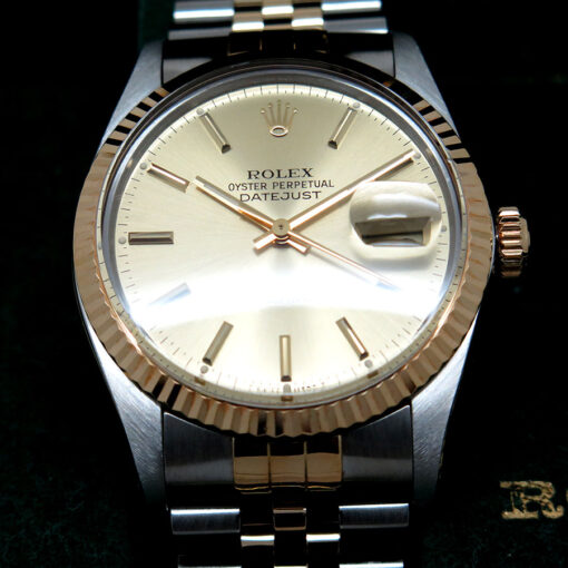 Rolex 16013 Datejust 18K/SS with Champagne Stick Dial on Jubilee - Image 4