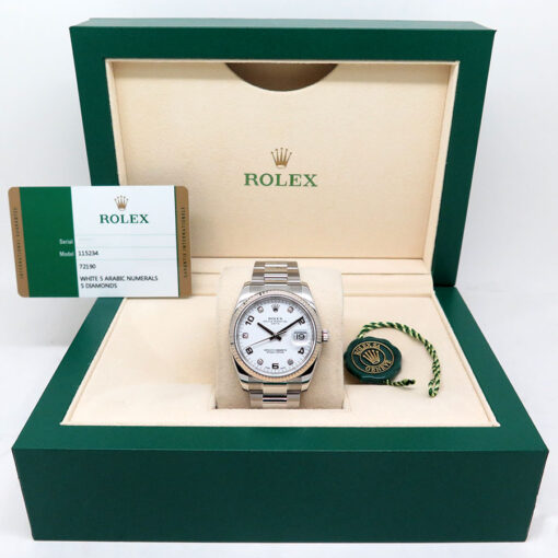 Rolex 115234 Oyster Perpetual Date with White Arabic Diamond Dial on Oyster - Image 2