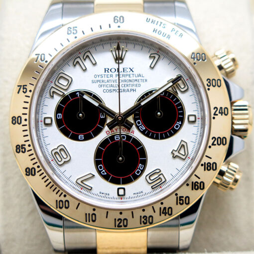 Rolex 116523 Cosmograph Daytona 18K/SS with Ivory Arabic Dial - Image 3