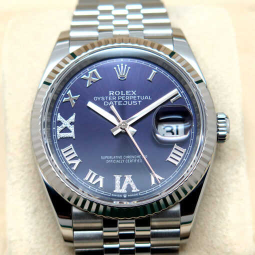Rolex 126234 Datejust with Aubergine Roman Diamond “VI” and “IX” Dial on Jubilee - Image 4