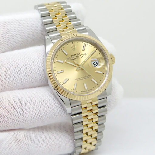 Rolex 126233 Datejust 18K/SS with Champagne Stick Dial on Jubilee