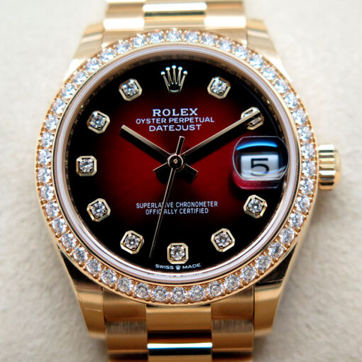 Rolex 278288RBR Datejust 18K Yellow Gold with Red Ombre Diamond Dial/Bezel - Image 3