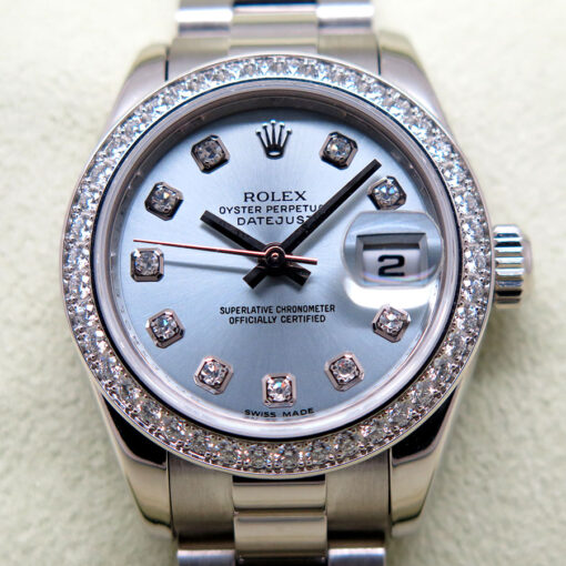 Rolex 179136 Datejust Platinum with Ice Blue Diamond Dial/Bezel on President - Image 3