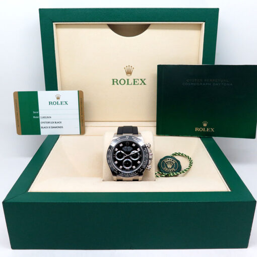 Rolex 116519LN Cosmograph Daytona 18K White Gold with Black Diamond Dial - Image 2