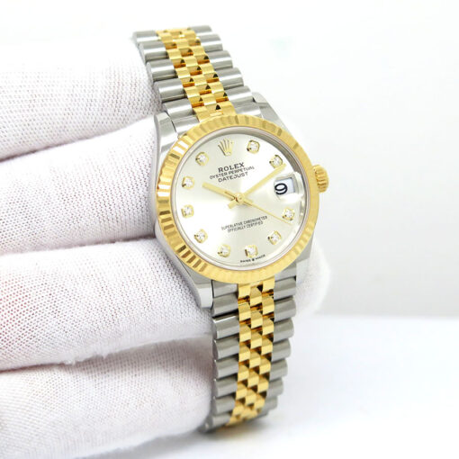 Rolex 278273 Datejust 18K/SS with Silver Diamond Dial on Jubilee