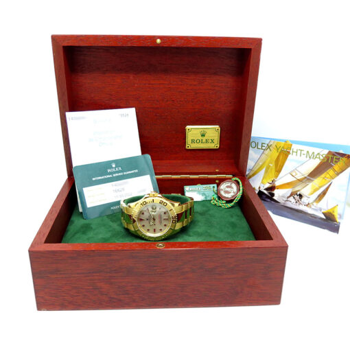 Rolex 16628 Yachtmaster 18K Yellow Gold with Mother of Pearl Ruby Dial - Image 2