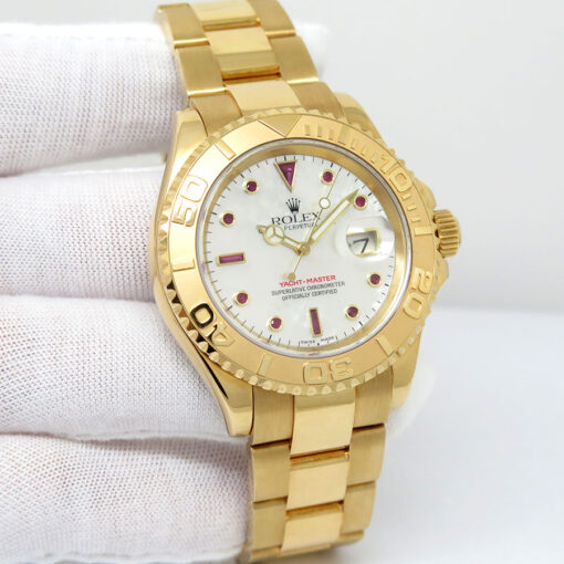 Rolex 16628 Yachtmaster 18K Yellow Gold with Mother of Pearl Ruby Dial