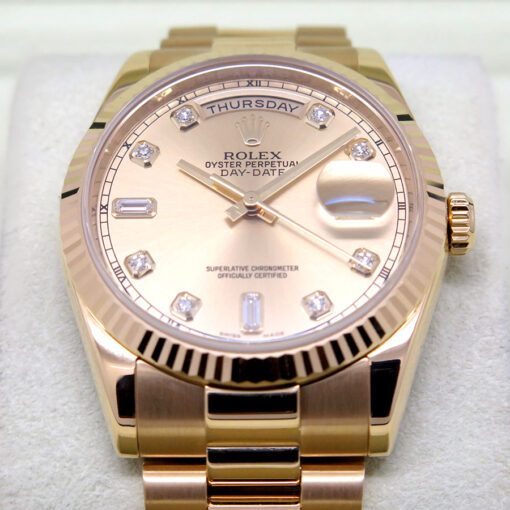 Rolex 118238 Day Date 18K Yellow Gold with Champagne Diamond Dial - Image 4