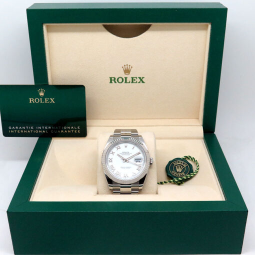 Alternative view of Rolex 126334 Datejust 41 with White Roman Dial on Oyster