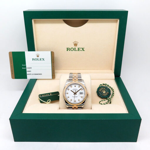 Rolex 116203 Datejust 18K/SS with White Diamond Dial on Jubilee - Image 2