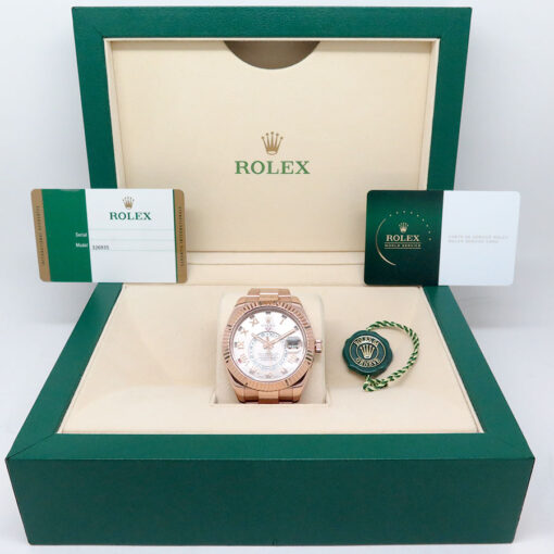 Rolex 326935 Skydweller 18K Rose Gold with Sundust Roman Dial on Oyster - Image 2