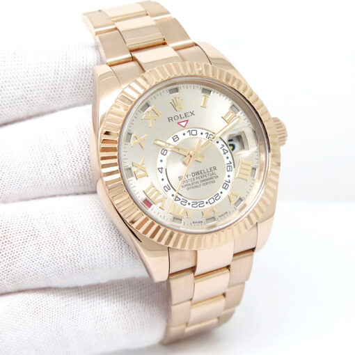 Rolex 326935 Skydweller 18K Rose Gold with Sundust Roman Dial on Oyster