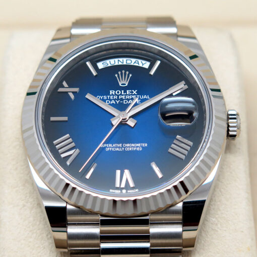 Rolex 228239 Day Date 18K White Gold with Blue Ombre Roman Dial - Image 3