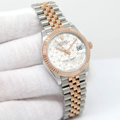 Rolex 278271 Datejust 18K/SS with Silver Diamond Floral Motif Dial on Jubilee